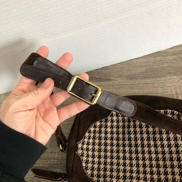 Vtg Suede and Houndstooth Shoulder Bag - Picture 11 of 13